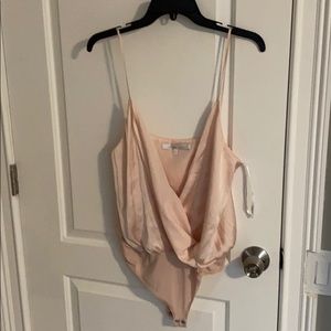 Lovers + Friends deep V tank light pink bodysuit